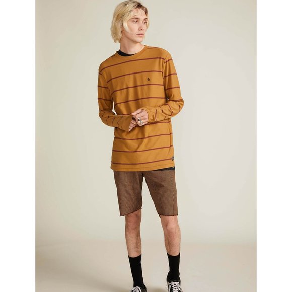 Volcom Crew Neck Long Sleeve Tee, Gold, Small - Picture 2 of 6